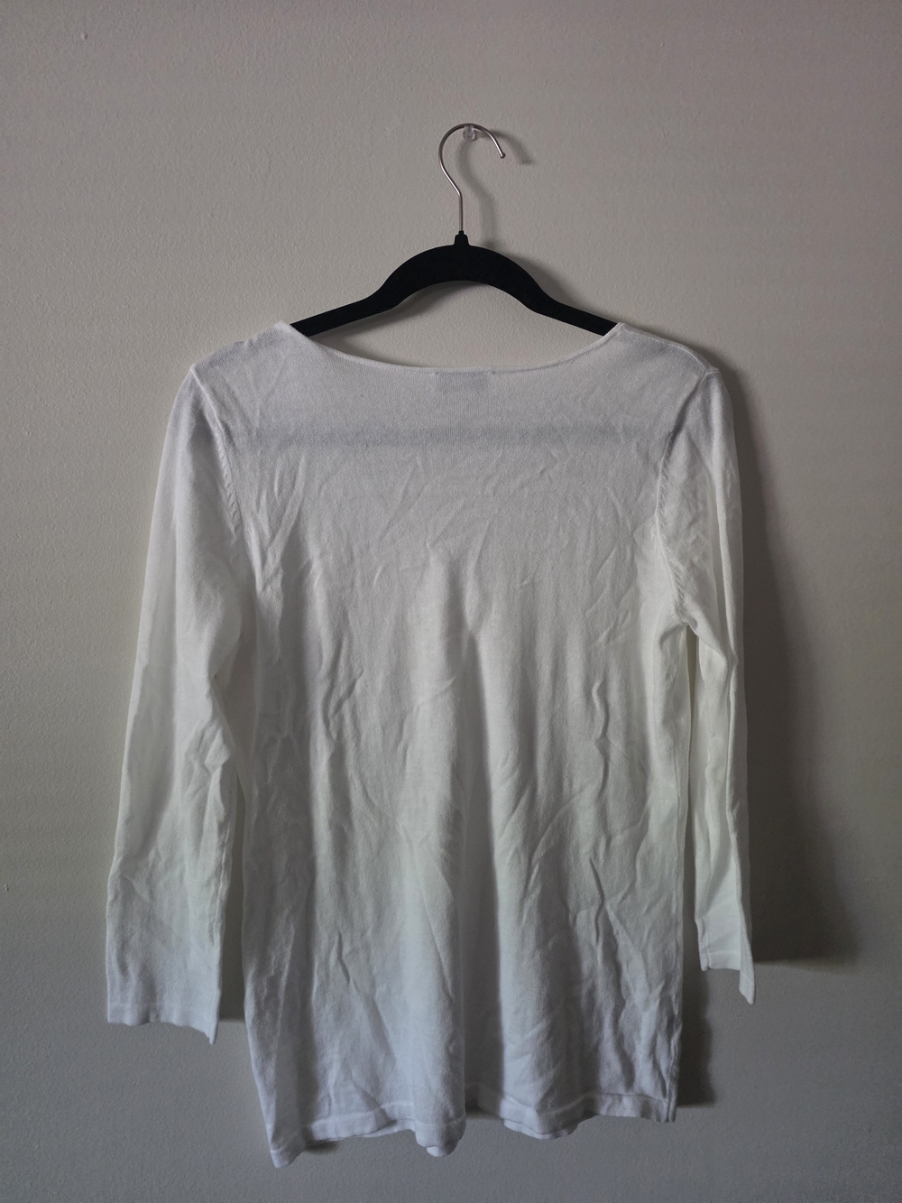 LOFT White Twist-Front V-Neck Long Sleeve Tee - Picture 3 of 3